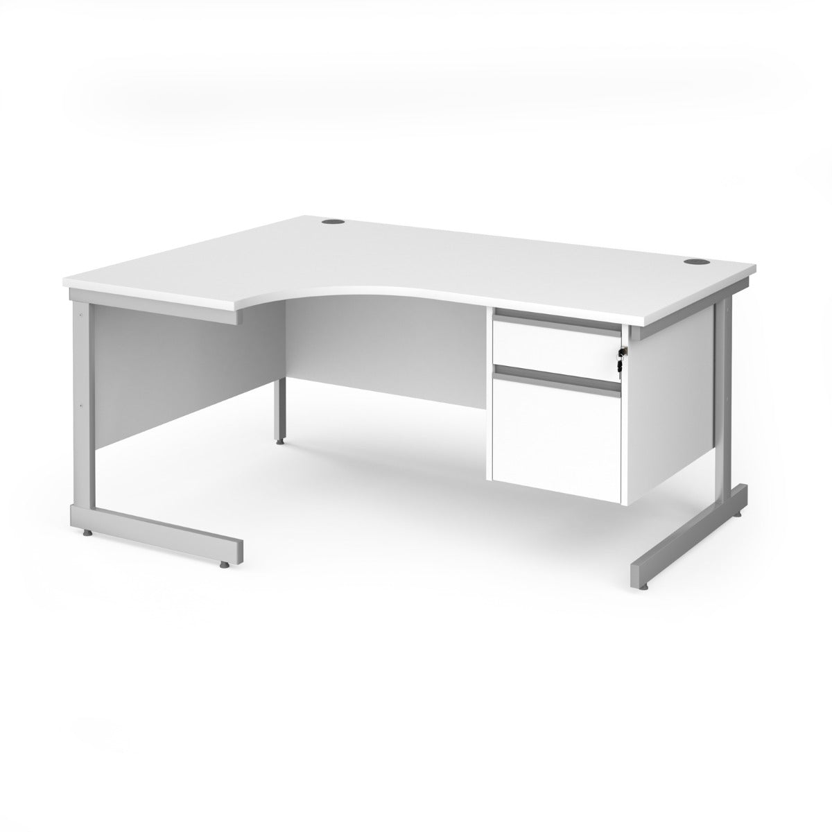 Contract Cantilever Leg Left Hand Ergonomic Corner Desk with Two Drawer Storage